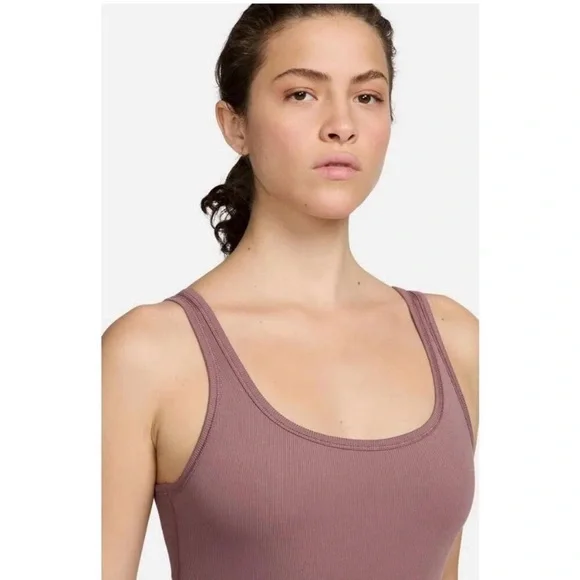 NWT Nike MAUVE Dri-FIT One Scoop Neck Ribbed Dress Romper - Picture 7 of 8
